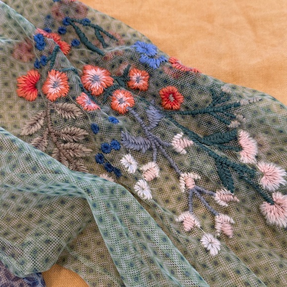 Johnny Was Biya XXL embroidered mesh top blouse with Cream Tank NWT green blue - Picture 12 of 13